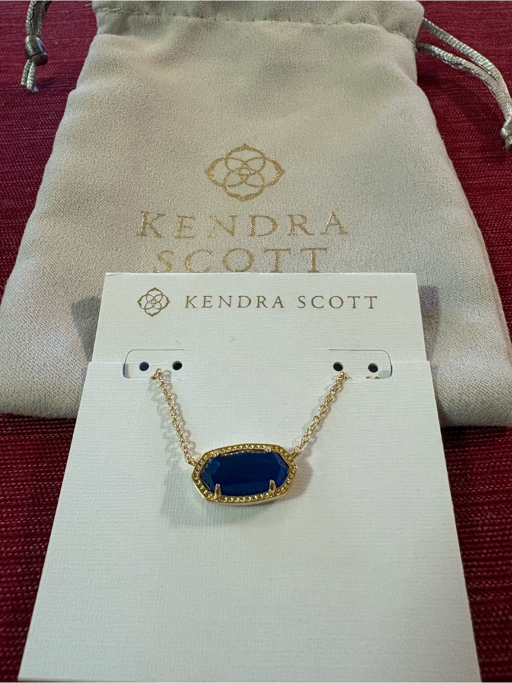 Kendra Scott Elisa Gold Pendant Necklace in Cobalt Blue
